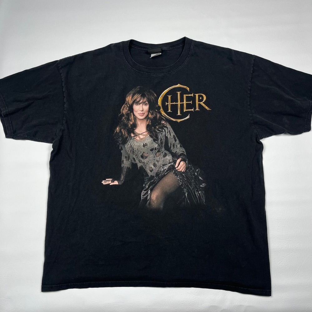 Vintage Cher Caesars Palace Concert T-Shirt Mens 3XL Black Faded